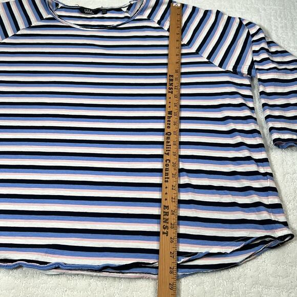 Ulla Popken striped blue black pink white cotton long sleeve pullover top 32/34 - Picture 3 of 9